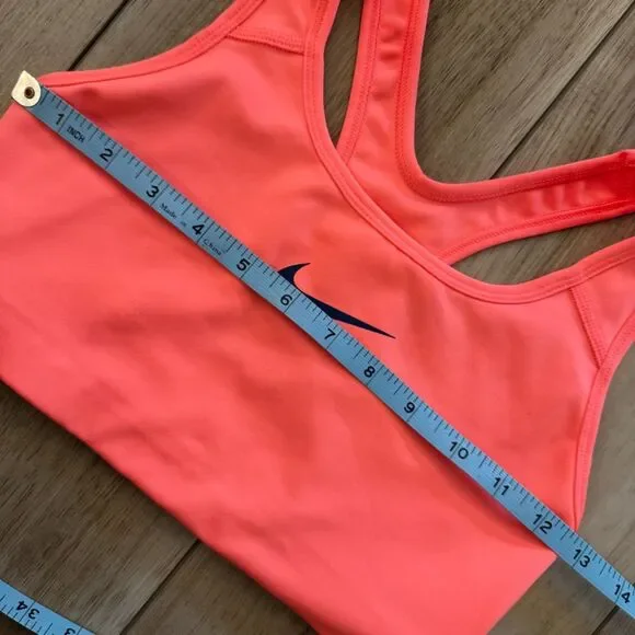 Nike Dri Fit Sports Bra Small Hot Pink Swoosh Unlined No Padding Gym Workout - Picture 7 of 9